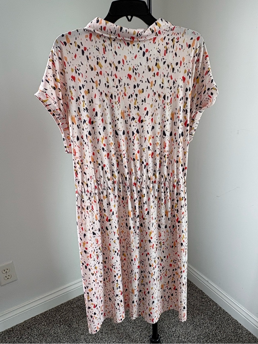 LuLaRoe Pink Speckled Midi Shirt Dress with Tie Waist - Picture 2 of 6